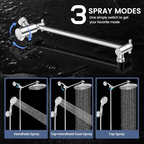 Felso 10" Rain Shower and Handheld Combo – 16 Settings