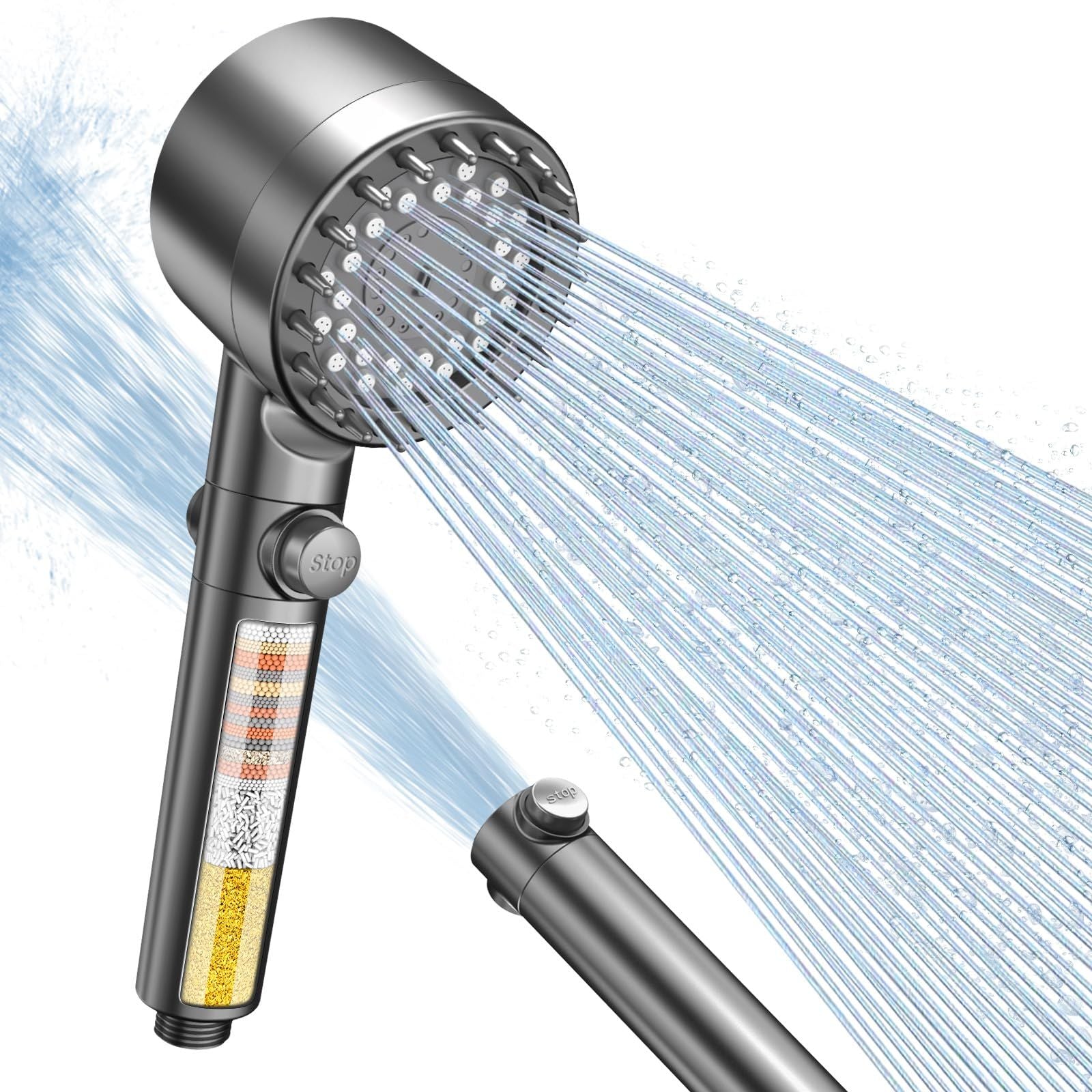 Felso 15-Stage Filtered Handheld Shower Head – 4 Spray Modes