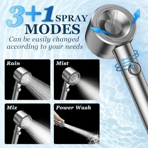 Felso High-Pressure Filtered Shower Head – 4 Spray Modes